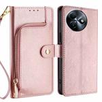 For Itel S24 4G Zipper Bag Leather Phone Case(Rose Gold)