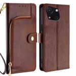 For Itel A50C 4G Zipper Bag Leather Phone Case(Brown)