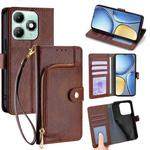 For itel A90 4G Zipper Bag Leather Phone Case(Brown)