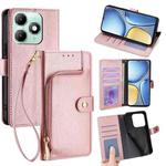 For itel A90 4G Zipper Bag Leather Phone Case(Rose Gold)
