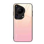 For Huawei Pura 70 Ultra Gradient Color Glass Phone Case(Yellow Pink)
