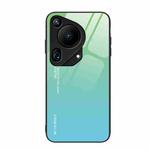 For Huawei Pura 70 Ultra Gradient Color Glass Phone Case(Green Cyan)