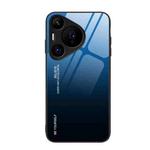 For Huawei Pura 70 Pro Gradient Color Glass Phone Case(Blue Black)