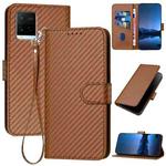 For vivo Y21 2021 / Y33s / Y21s YX0070 Carbon Fiber Buckle Leather Phone Case with Lanyard(Coffee)
