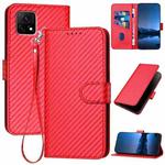 For vivo Y52s 5G/iQOO U3/Y31s 5G YX0070 Carbon Fiber Buckle Leather Phone Case with Lanyard(Red)