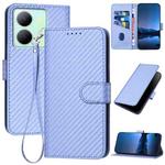 For vivo Y78 5G Global YX0070 Carbon Fiber Buckle Leather Phone Case with Lanyard(Light Purple)
