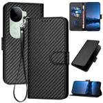 For vivo iQOO Z9s / V40e India YX0070 Carbon Fiber Buckle Leather Phone Case with Lanyard(Black)