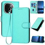 For vivo iQOO Z9s Pro / T3 Pro 5G India YX0070 Carbon Fiber Buckle Leather Phone Case with Lanyard(Light Blue)