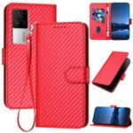 For vivo iQOO 7 India / iQOO Neo5 YX0070 Carbon Fiber Buckle Leather Phone Case with Lanyard(Red)