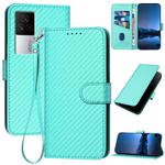 For vivo iQOO 7 India / iQOO Neo5 YX0070 Carbon Fiber Buckle Leather Phone Case with Lanyard(Light Blue)