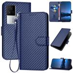For vivo iQOO 7 India / iQOO Neo5 YX0070 Carbon Fiber Buckle Leather Phone Case with Lanyard(Royal Blue)