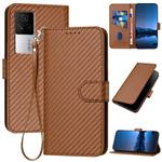 For vivo iQOO 7 India / iQOO Neo5 YX0070 Carbon Fiber Buckle Leather Phone Case with Lanyard(Coffee)