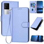For vivo iQOO 7 India / iQOO Neo5 YX0070 Carbon Fiber Buckle Leather Phone Case with Lanyard(Light Purple)