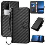 For vivo iQOO 7 India / iQOO Neo5 YX0070 Carbon Fiber Buckle Leather Phone Case with Lanyard(Black)