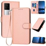 For vivo iQOO 7 India / iQOO Neo5 YX0070 Carbon Fiber Buckle Leather Phone Case with Lanyard(Pink)