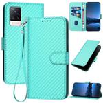 For vivo S9 YX0070 Carbon Fiber Buckle Leather Phone Case with Lanyard(Light Blue)