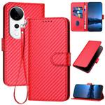 For vivo S19 Pro YX0070 Carbon Fiber Buckle Leather Phone Case with Lanyard(Red)