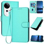 For vivo S19 Pro YX0070 Carbon Fiber Buckle Leather Phone Case with Lanyard(Light Blue)