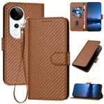 For vivo S19 Pro YX0070 Carbon Fiber Buckle Leather Phone Case with Lanyard(Coffee)