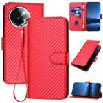 For vivo Y200i YX0070 Carbon Fiber Buckle Leather Phone Case with Lanyard(Red)