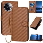 For vivo Y200i YX0070 Carbon Fiber Buckle Leather Phone Case with Lanyard(Coffee)