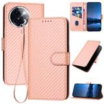 For vivo Y200i YX0070 Carbon Fiber Buckle Leather Phone Case with Lanyard(Pink)