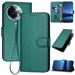 For vivo Y200i YX0070 Carbon Fiber Buckle Leather Phone Case with Lanyard(Dark Green)