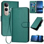 For vivo V50 Lite 4G / 5G YX0070 Carbon Fiber Buckle Leather Phone Case with Lanyard(Dark Green)