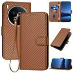 For vivo X200 Ultra YX0070 Carbon Fiber Buckle Leather Phone Case with Lanyard(Coffee)