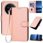 For vivo X200 Ultra YX0070 Carbon Fiber Buckle Leather Phone Case with Lanyard(Pink)