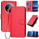 For vivo iQOO Z10 / T4 / Y300 Pro YX0070 Carbon Fiber Buckle Leather Phone Case with Lanyard(Red)