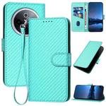 For vivo iQOO Z10 / T4 / Y300 Pro YX0070 Carbon Fiber Buckle Leather Phone Case with Lanyard(Light Blue)