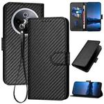 For vivo iQOO Z10 / T4 / Y300 Pro YX0070 Carbon Fiber Buckle Leather Phone Case with Lanyard(Black)