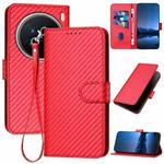 For vivo X200 Pro YX0070 Carbon Fiber Buckle Leather Phone Case with Lanyard(Red)