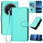 For vivo X200 Pro YX0070 Carbon Fiber Buckle Leather Phone Case with Lanyard(Light Blue)