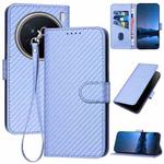 For vivo X200 Pro YX0070 Carbon Fiber Buckle Leather Phone Case with Lanyard(Light Purple)