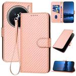 For vivo X200 Pro YX0070 Carbon Fiber Buckle Leather Phone Case with Lanyard(Pink)