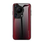 For Huawei Pura 70 Ultra Texture Gradient Glass TPU Phone Case(Red)