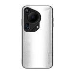 For Huawei Pura 70 Ultra Texture Gradient Glass TPU Phone Case(White)