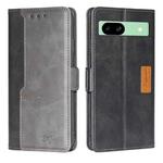 For Google Pixel 8a Contrast Color Side Buckle Leather Phone Case(Black + Grey)