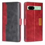 For Google Pixel 8a Contrast Color Side Buckle Leather Phone Case(Red + Black)