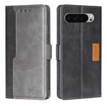 For Google Pixel 9 Pro XL Contrast Color Side Buckle Leather Phone Case(Black + Grey)