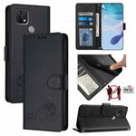 For OPPO A15 / A15S / A35 2021 Cat Rat Embossed Pattern RFID Leather Phone Case with Lanyard(Black)