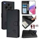 For OPPO Find X8 Ultra Cat Rat Embossed Pattern RFID Leather Phone Case with Lanyard(Black)