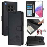 For OPPO Find X8s Cat Rat Embossed Pattern RFID Leather Phone Case with Lanyard(Black)