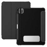 For iPad Pro 12.9 2022 / 2021 / 2020 Carbon Fiber Leather Smart Tablet Case(Black)