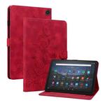 For Amazon Fire Max 11 Lily Embossed Leather Tablet Case(Red)