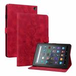 For Amazon Fire 7 2022 Lily Embossed Leather Tablet Case(Red)