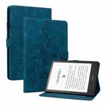 For Amazon Kindle Paperwhite5 Lily Embossed Leather Tablet Case(Dark Blue)