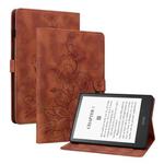 For Amazon Kindle Paperwhite 12th Gen 2024 Lily Embossed Leather Smart Tablet Case(Brown)